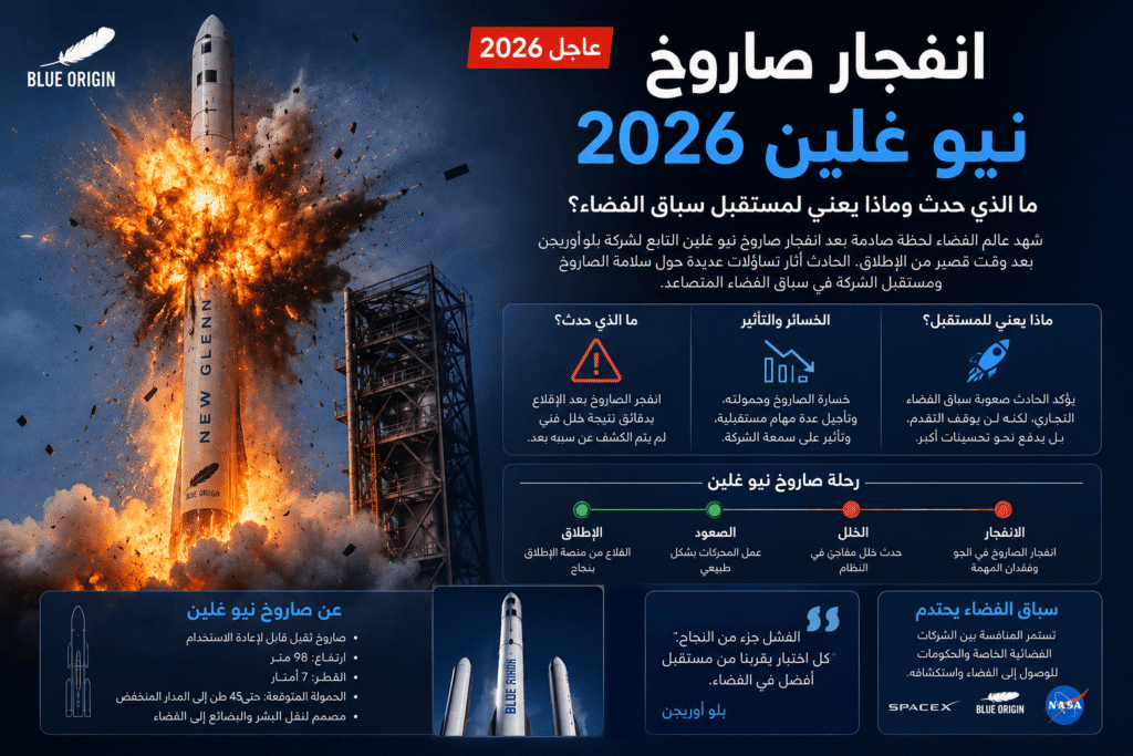 انفجار صاروخ نيو غلين 2026