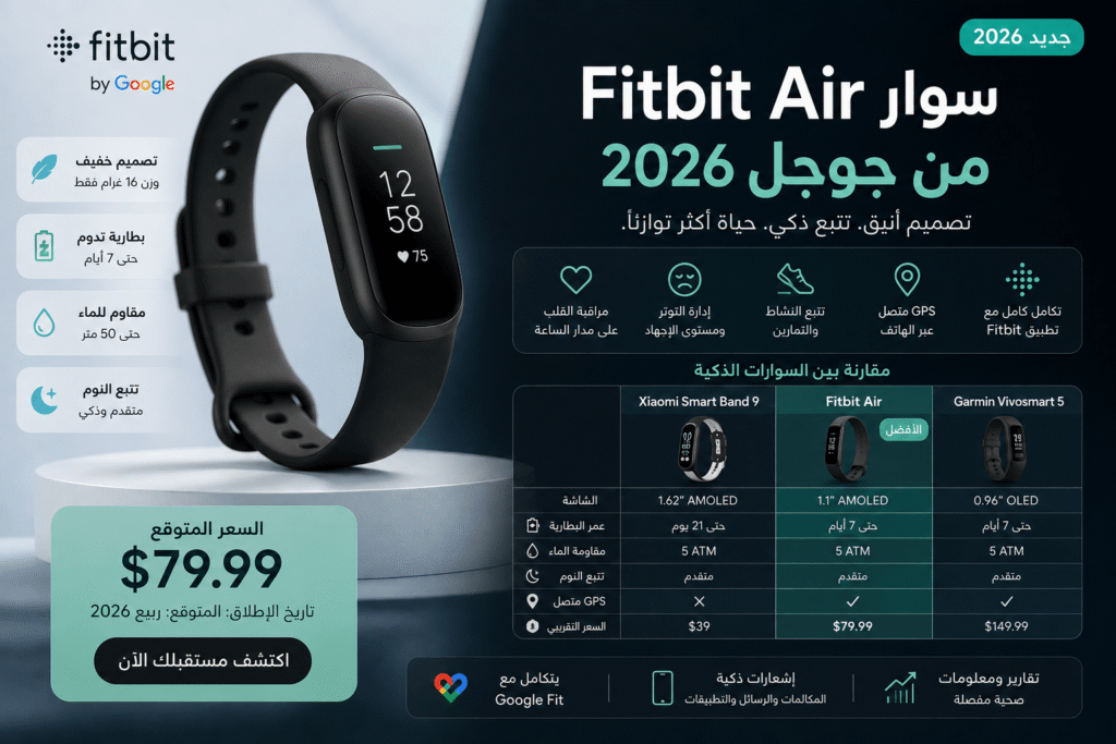 سوار Fitbit Air من جوجل 2026