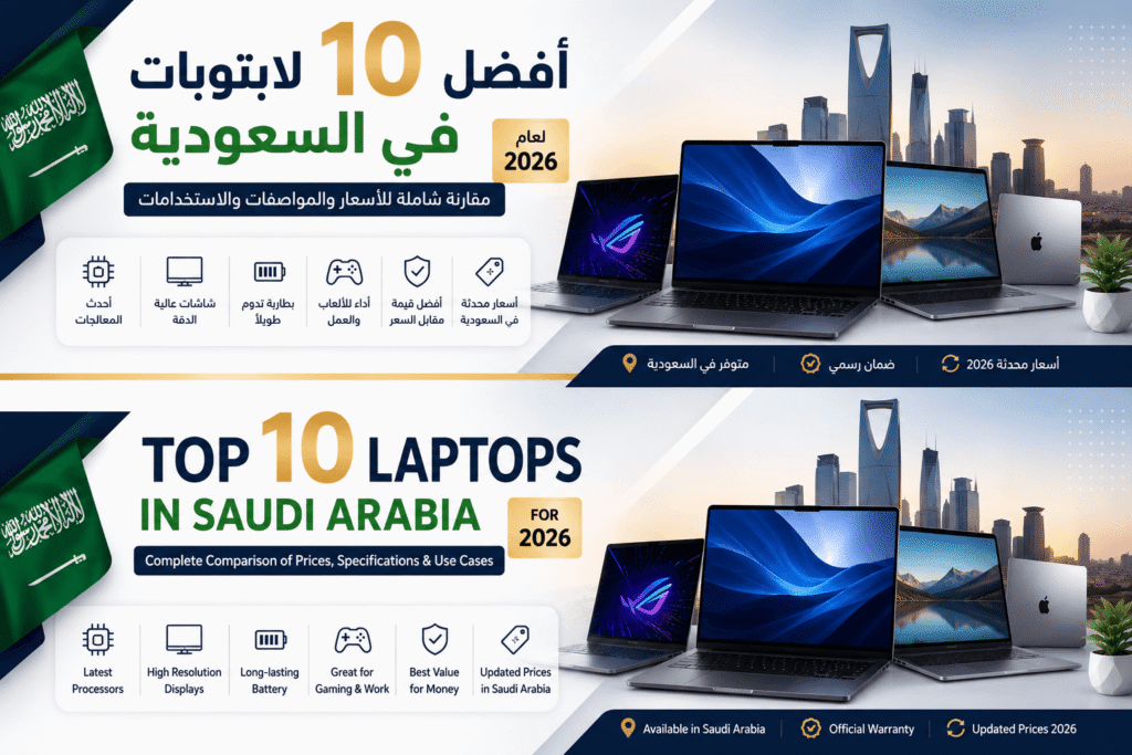 أفضل 10 لابتوبات في السعودية لعام 2026 – مقارنة شاملة للأسعار والمواصفات والاستخدامات