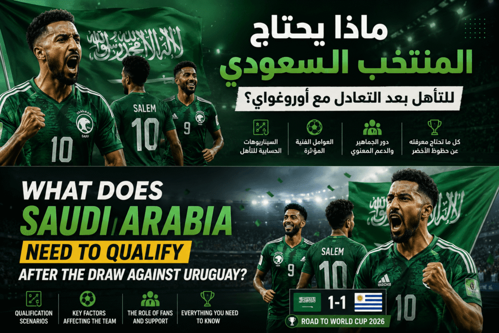 ماذا يحتاج المنتخب السعودي للتأهل بعد التعادل مع أوروغواي؟