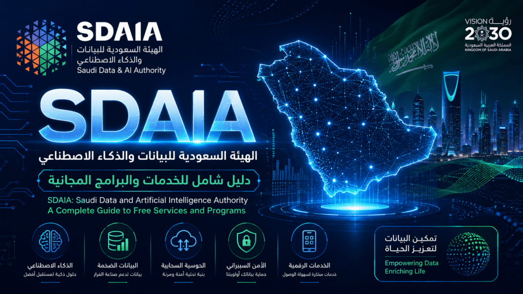 سدايا: الهيئة السعودية للبيانات والذكاء الاصطناعي – دليل شامل للخدمات والبرامج المجانية SDAIA: Saudi Data and Artificial Intelligence Authority – A Complete Guide to Free Services and Programs