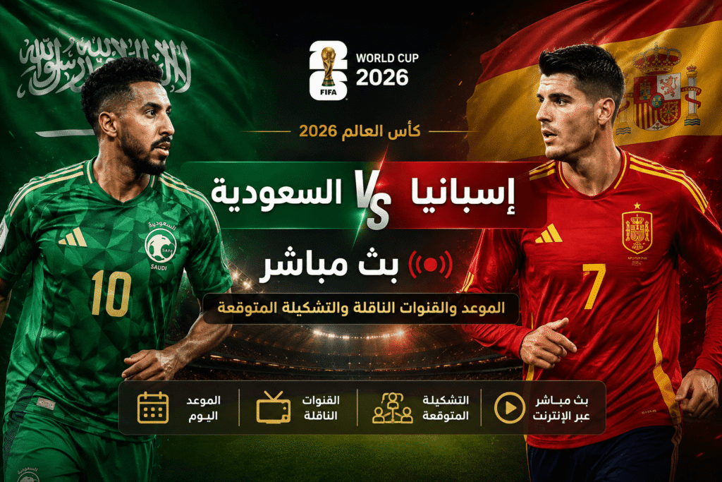 مباراة السعودية وإسبانيا بث مباشر كأس العالم 2026