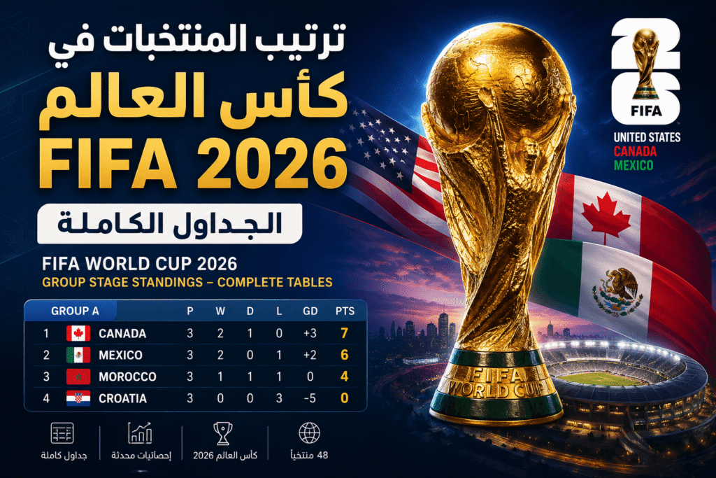 ترتيب المنتخبات في كأس العالم fifa 2026