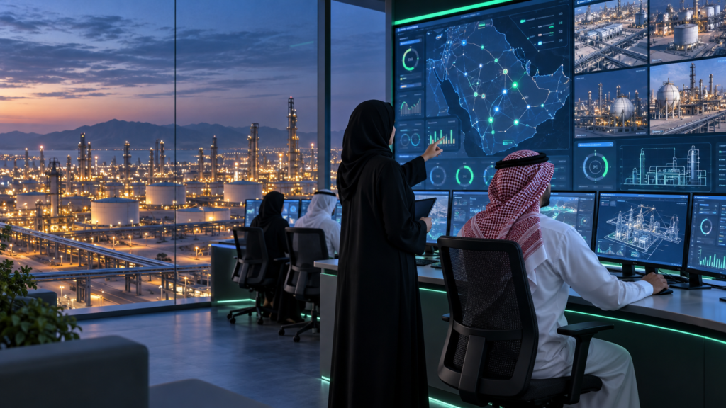 Saudi industrial security operations center monitoring vital facilities