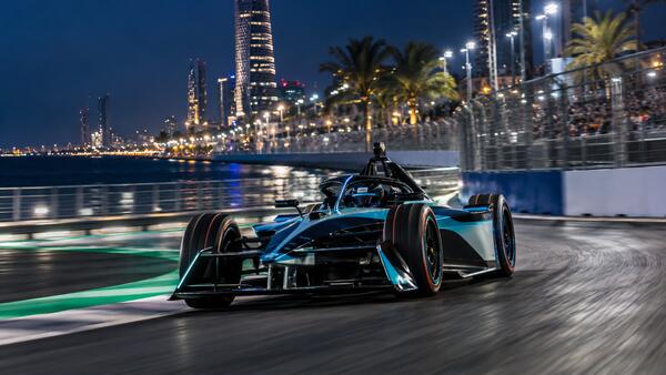 Formula E GEN4 car at the Jeddah circuit in 2027