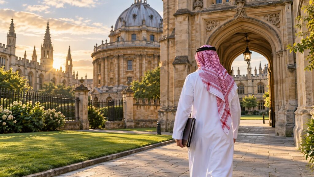 طالب سعودي في أكسفورد يرمز إلى منحة رودس للسعوديين